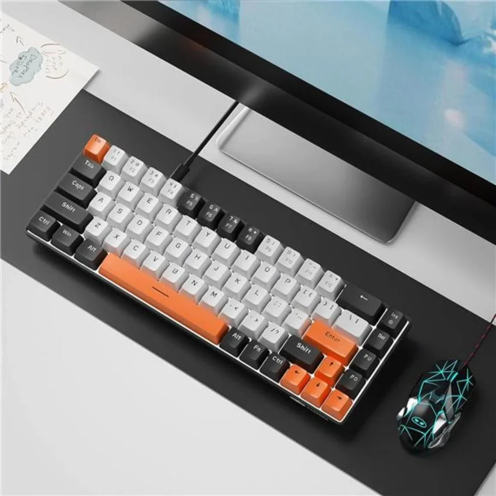 Portable 60% Mechanical Gaming Keyboard, MK-Box LED Backlit Compact 68 Keys